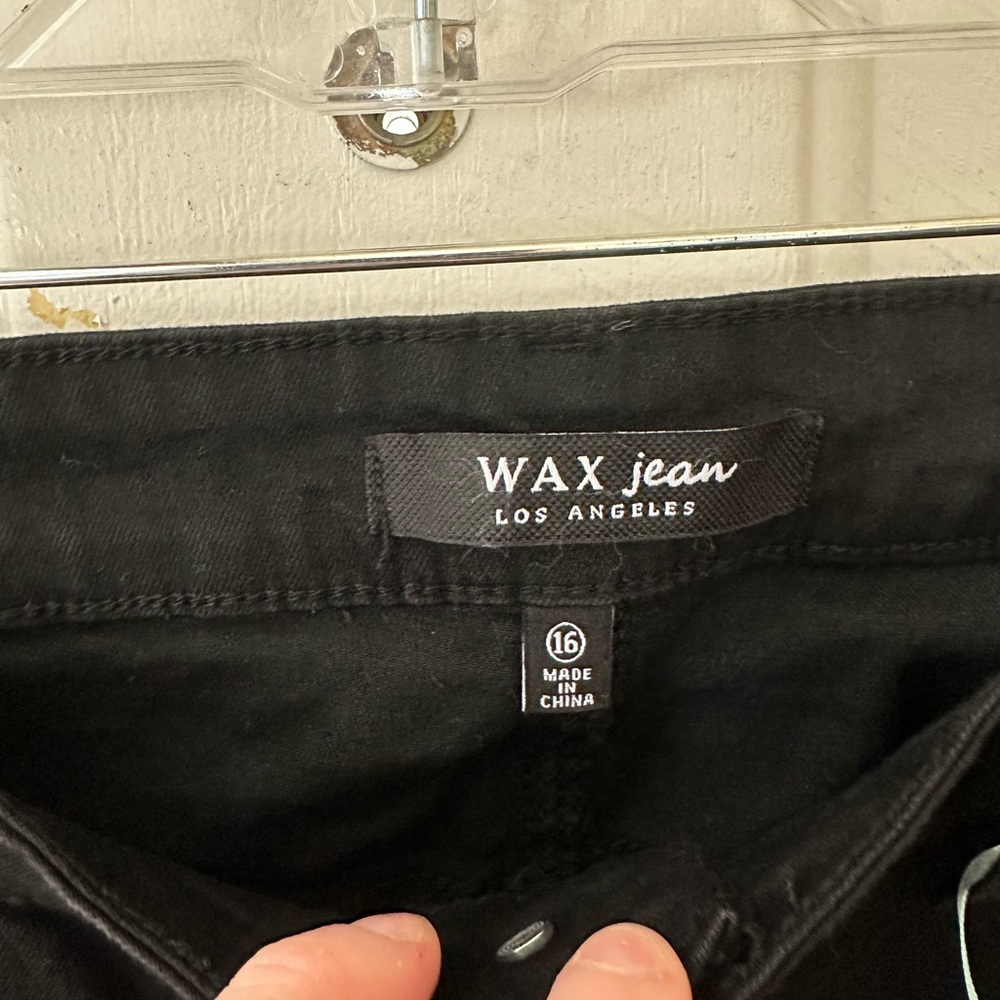 WAX JEAN HIGH RISE SKINNY JEANS: DISTRESSED: BLACK: NWT: SZ 16 - Picture 4 of 8